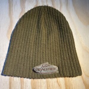 Realtree Mens OSFM Olive Green Ribbed Knit Team Realtree Logo Beanie Hat